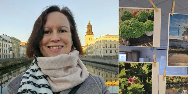 Ensa sidan visar Channah Millroth och andra sidan visar upphängda fotografier.